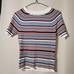 H&M Divided Retro style Striped top with short sleeves, blue, red, white